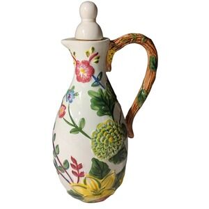 Pfaltzgraff Serving Decanter Paradise Hand Painted Raised Cottage Core 9.5in SEE